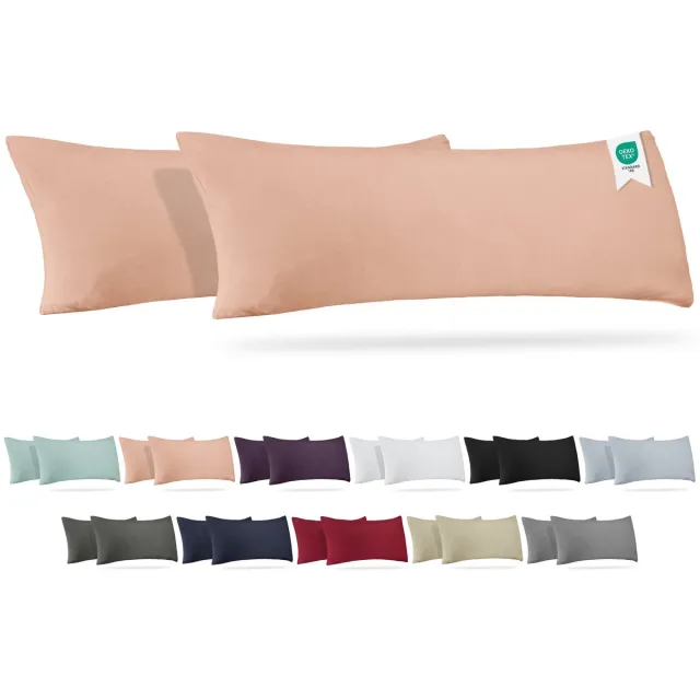 BARBONS kussensloop 40x145 set van 2 - Jersey 165 g/m² kussenhoes - 100% Katoen - roze