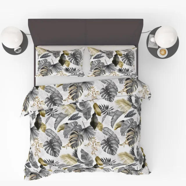 Refined Bedding Dekbedovertrek JUNGLE STYLE WHITE 140 x 220 cm Wit / goudgeel / grijs