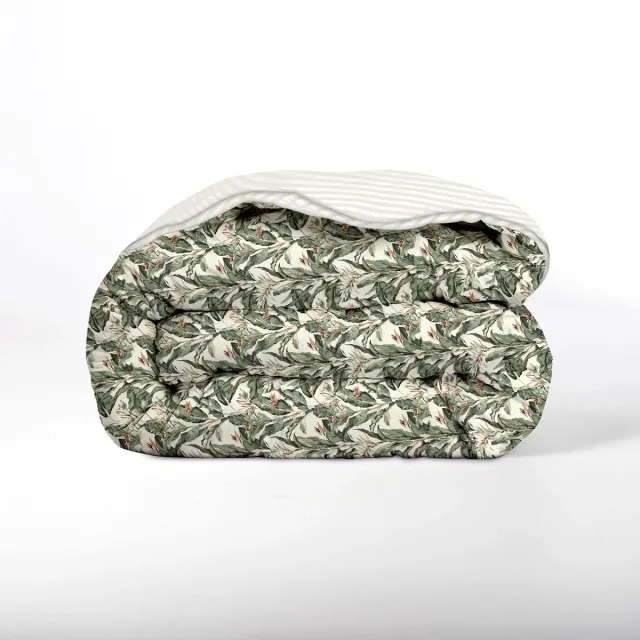 decoware Easy dekbed en overtrek in 1 - Floral Green - 300gsm - 200x200 cm Groen