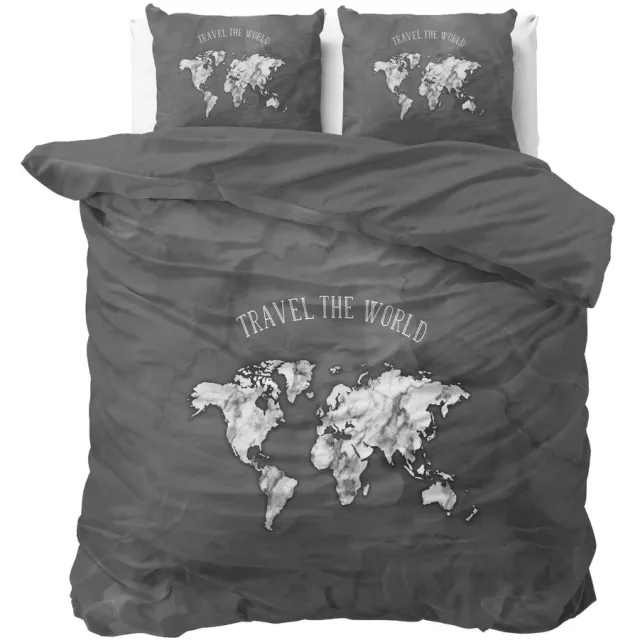 Sleeptime Marble World Dekbedovertrek - Lits Jumeaux 240x200/220 cm - Inclusief 2 Kussenslopen 60x70 cm - Antraciet