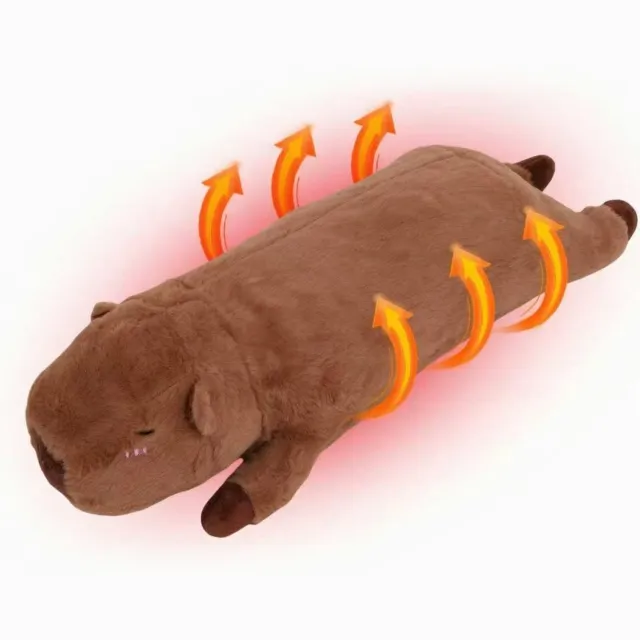 Namajunas elektrische deken - 48 cm lang - Uitgerust met een temperatuurbeveiliging van 70°C - 5 standen temperatuurregeling - timer in 5 standen - verlichting van menstruatiepijn - cartoonachtig capybara-ontwerp - verwarmd kussen - knuffel bruin