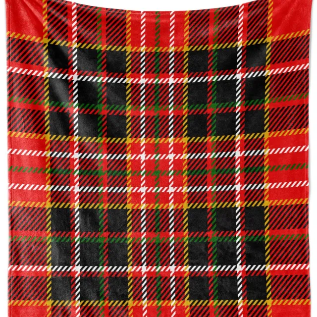 ABAKUHAUS Geruite Zachte Flanellen Fleece Deken, Tartan Stijl, Gezellige Pluche Plaid, 125 x 175 cm, Rood Meerkleurig vermiljoenrood