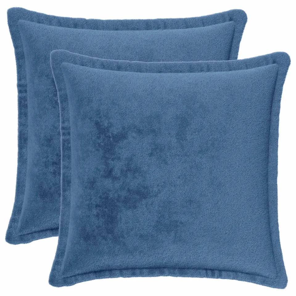 vidaXL Kussensloop 2 st HOUTEN Lichtblauw 40 x 40 cm Flanel blauw, foto 3