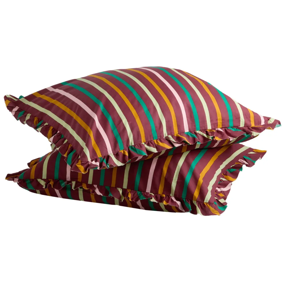 NOUS Living katoenen kussensloop met print donkerrood, foto 3