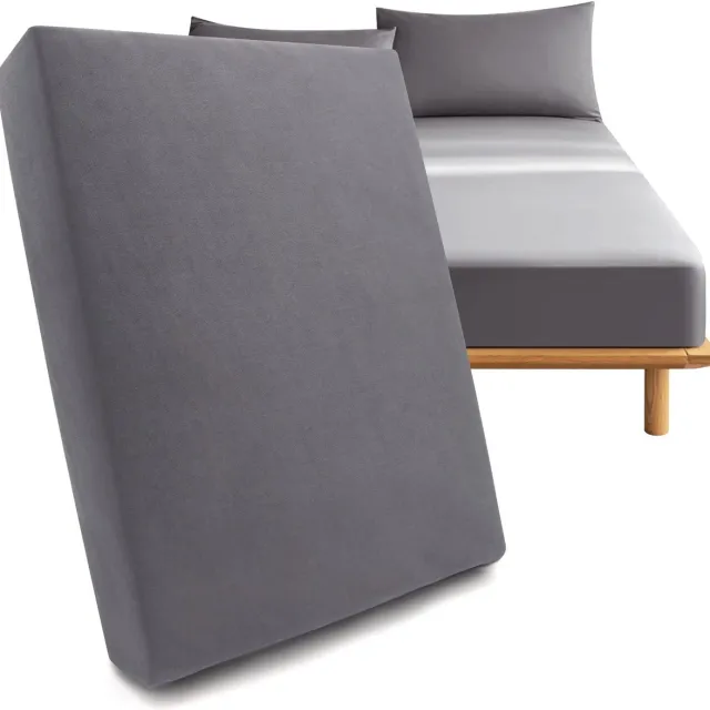 Ibenzoa Extra Zacht en Elastisch Jersey Hoeslaken 140 x 200 cm met Perfecte Pasvorm voor Matrassen tot 25 cm Dikte grijs