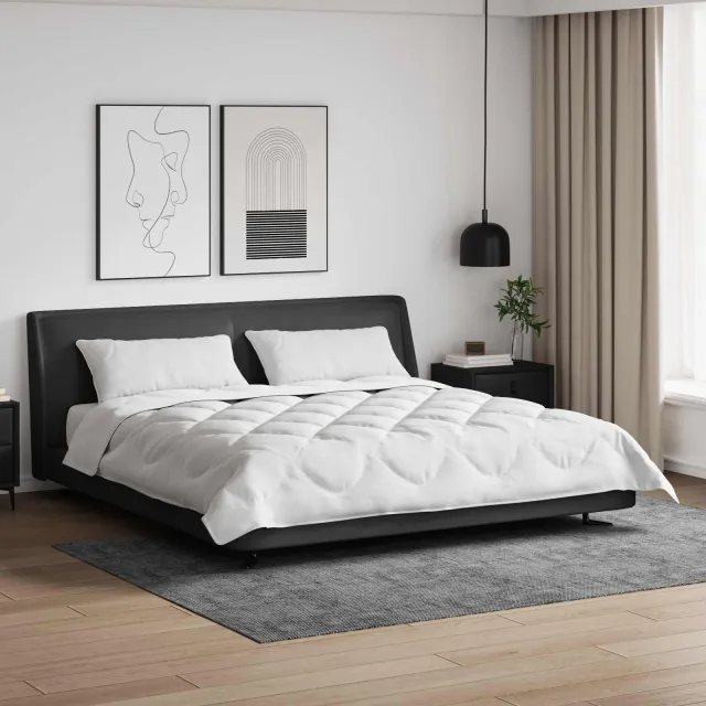 vidaXL Dekbed met kussen 3 st Wit Microfibre
