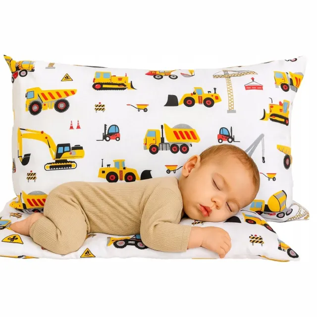 Sleepon_pl Kopermotief Kussensloop 40x60 cm - 100% Katoen voor Kinderen Wit met veelkleurige print