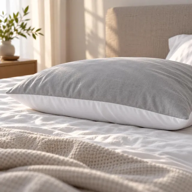 Slowwave NightBreeze DualSense™ kussensloop - Dubbelzijdig - Brushed-cotton flanel & Micro-modal - Warm en koel aanvoelend - Superzacht en comfortabel - Omkeerbaar - Voor herfst & winter - Lichtgrijs/wit - 60 x 70 cm DualSense (wit/grijs)