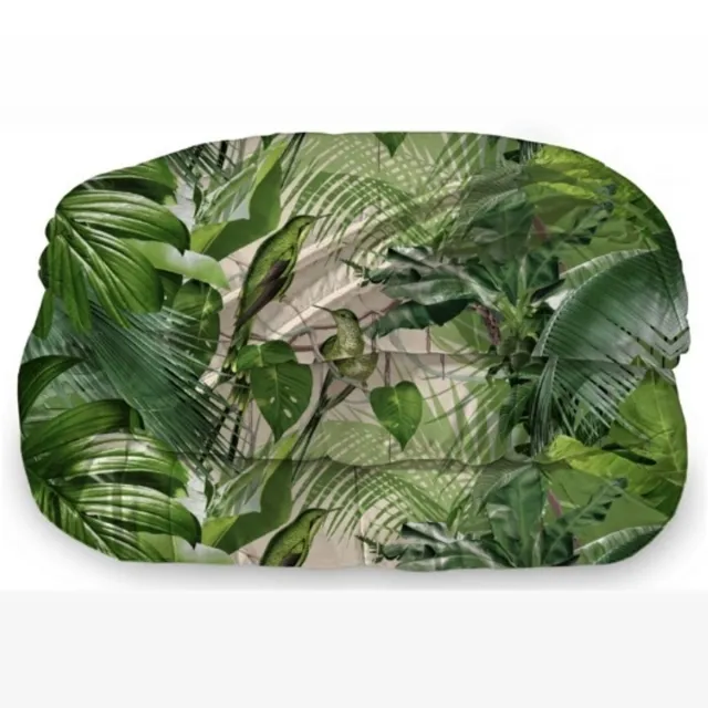 Beau Maison Dekbed Zonder Overtrek 200x200 cm + 2 Kussenslopen - Jungle Jumina - Easy Dekbed - Warmteklasse 2 Groen / Creme