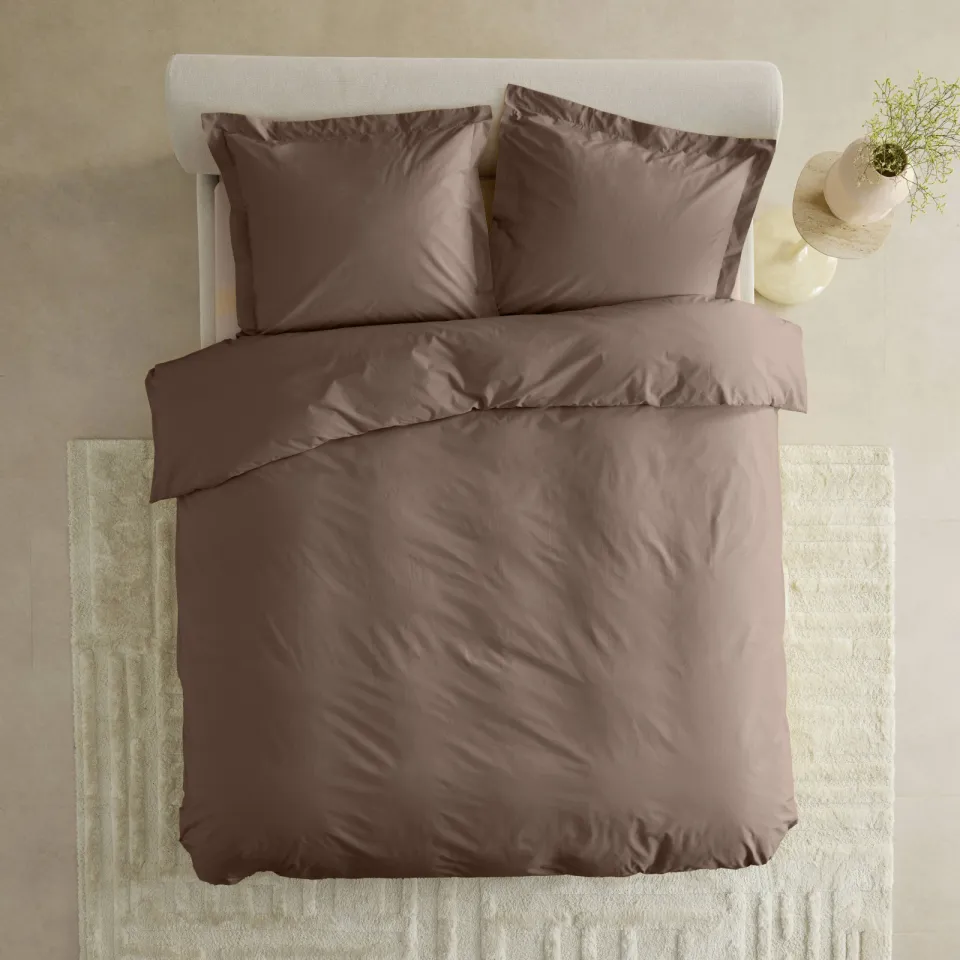 Studio LIVIT percale katoenen dekbedovertrek donkerbruin, foto 4