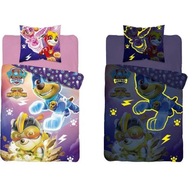 PAW Patrol Dekbedovertrek Paw Patrol - Glow in the dark - Super Pups - 140x200 cm Multi