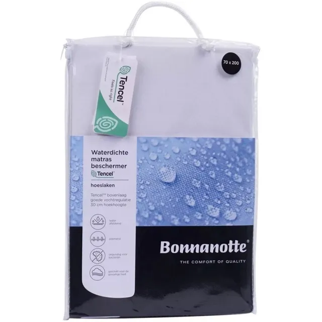 Bonnanotte Gilder waterdicht Tencel hoeslaken/molton 120cm x 200cm wit
