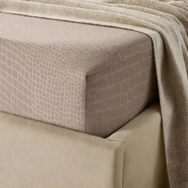 Y-not® Y-NOT™ - Velvet Velours Snake Skin - Hoeslaken- Taupe/grey - 180x200+30cm Lits-jumeaux - Hoekhoogte 30cm - 30 dagen proefslapen
