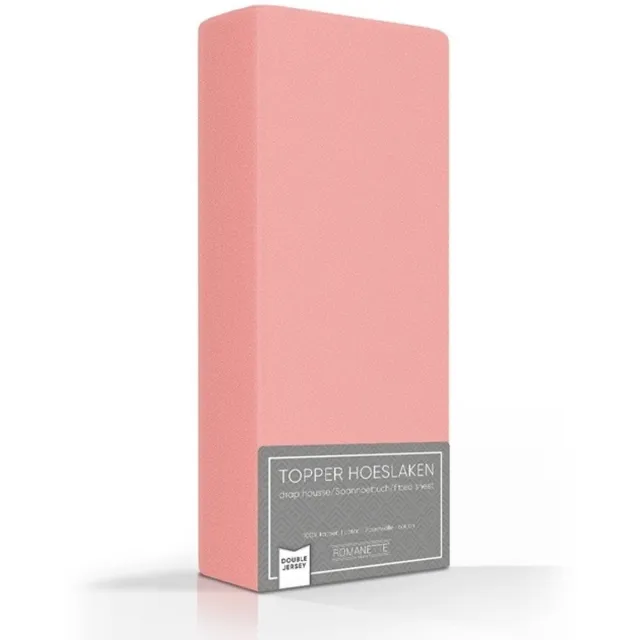 Romanette Zachte Dubbel Jersey Topper Hoeslaken - Tweepersoons (140/150x200/210/220 cm) - Roze