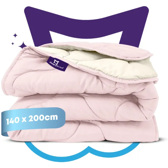 Slaapspeciaal Eazydekbed Series Roze/Creme - Wasbaar Dekbed - Zomerdekbed zonder Overtrek - Hoesloos Dekbed - 2 in 1 Dekbed - Dekbed met Vaste Overtrek - Duo Kleur Dekbed - 140x200 cm