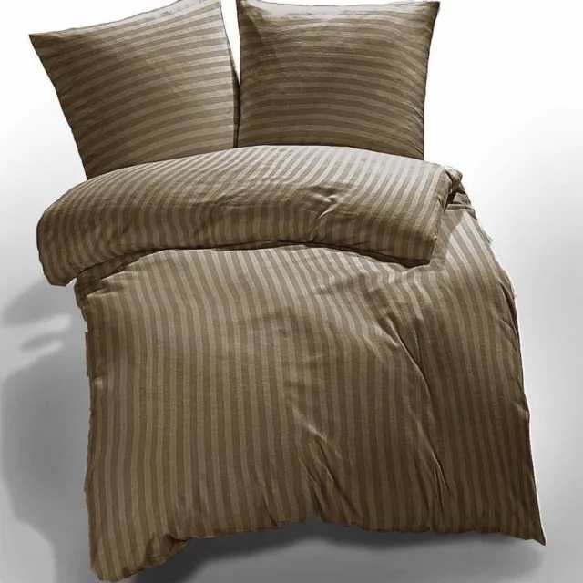 Nightlife Uni streep dekbedovertrek - Taupe - 2-persoons (200x200/220 cm + 2 slopen) bruin