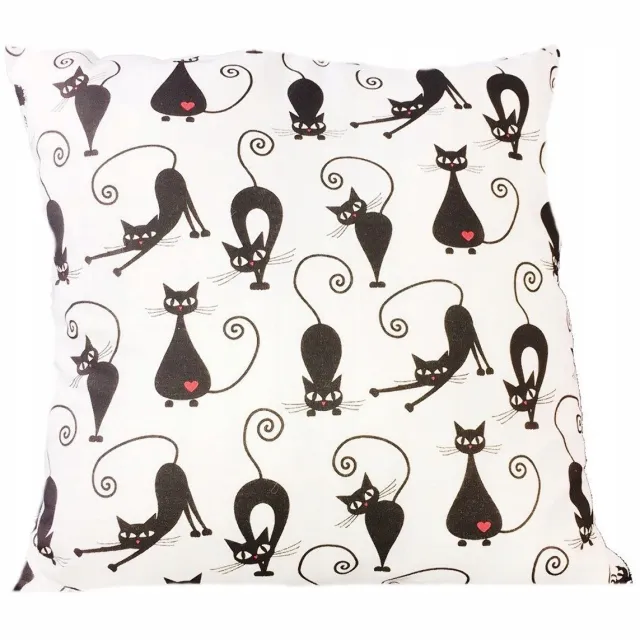 karo Katoenen kussensloop 50x60 cm met kattenprint, dubbelzijdig Veelkleurig