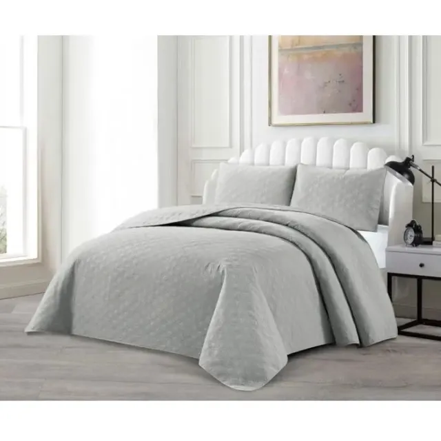 Lavella Bedsprei Set Grijs 240x250 cm 3-delig Katoen Microvezel Polyester