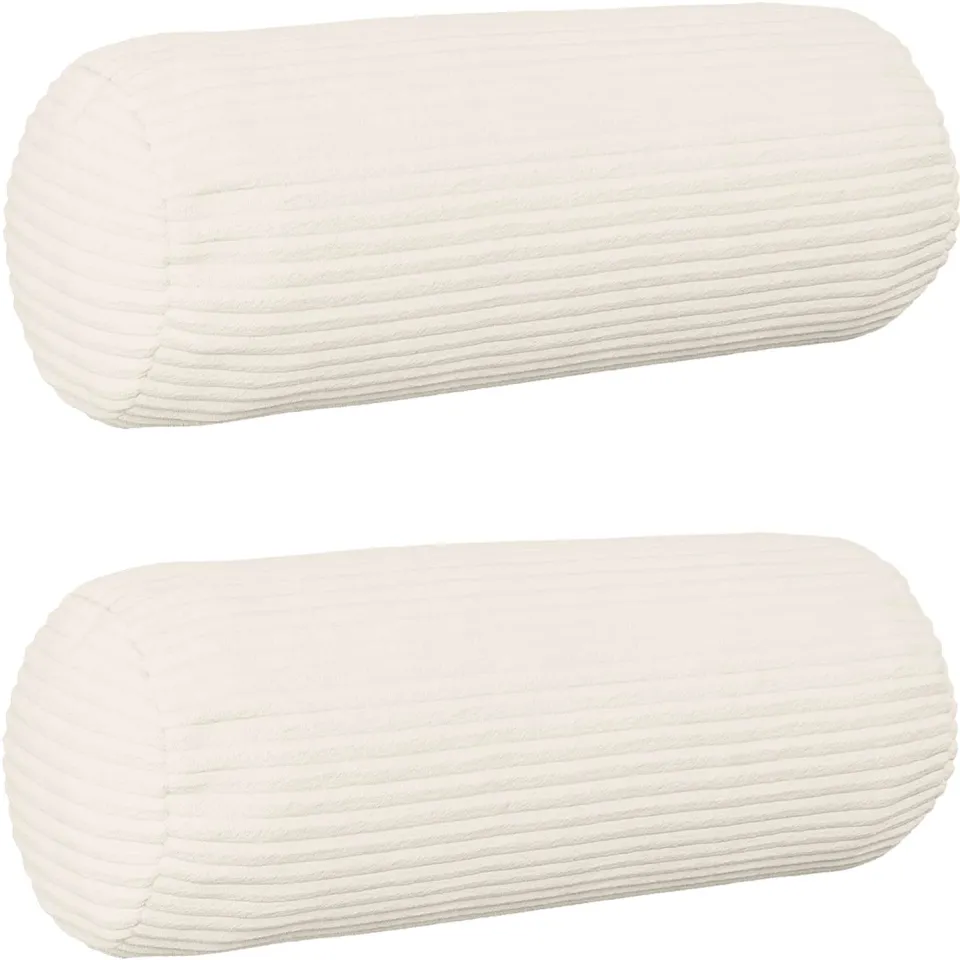 vidaXL Kussensloop 2 st HEERLEN Crèmekleurig Ø 15 x 40 cm corduroy, foto 3