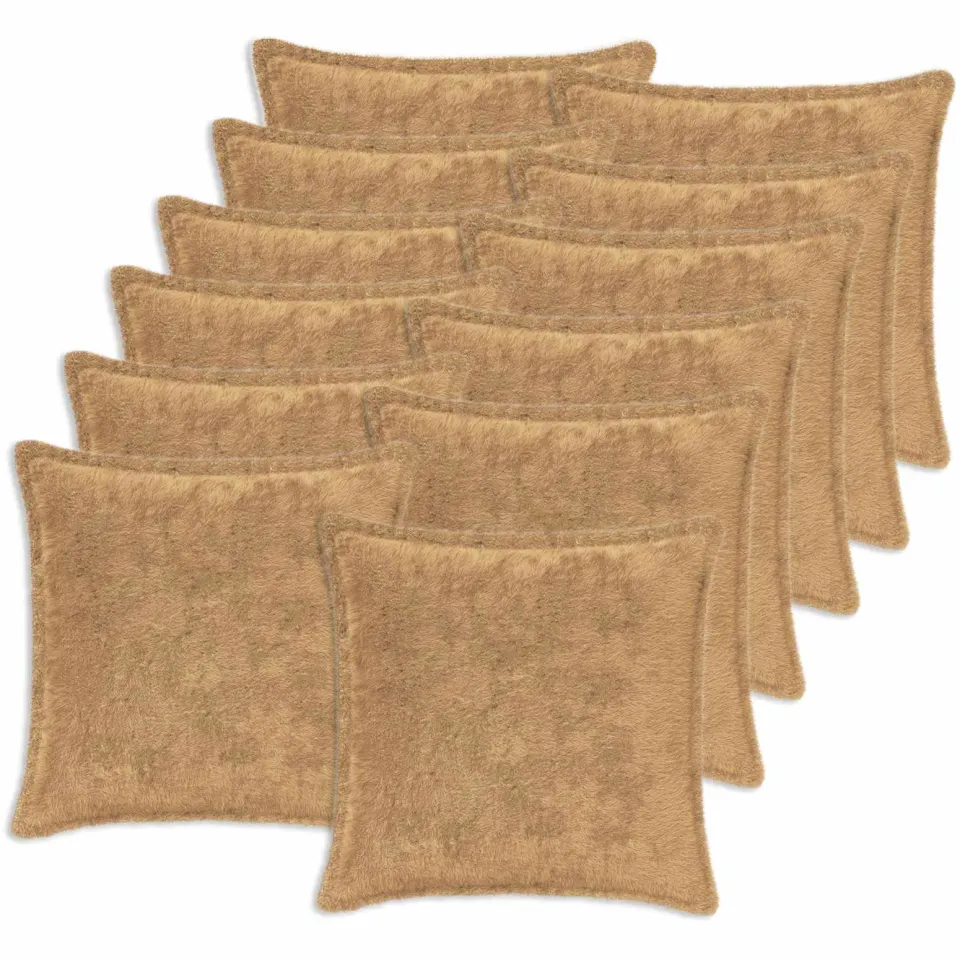 vidaXL Kussensloop 12 st HOUTEN Taupe 40 x 40 cm Nep Konijnenbont, foto 3