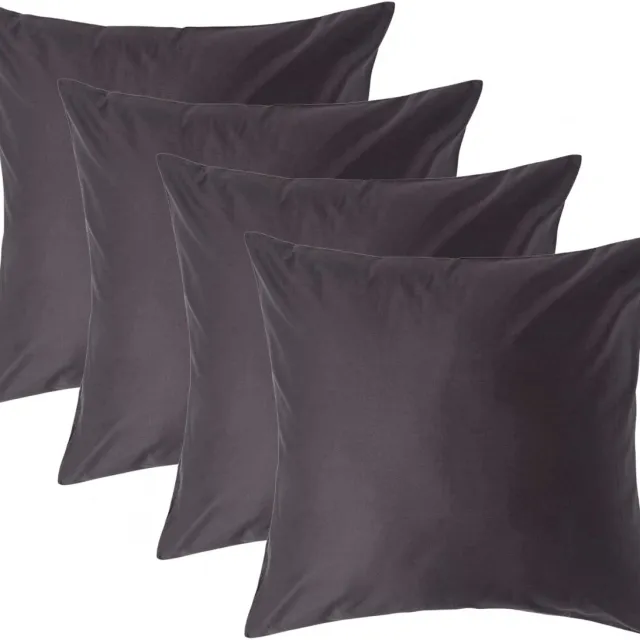 Homescapes Luxe Satijn Kussensloop 80x80 cm – Antracietgrijs – Set van 4 – 100% Egyptisch Katoen Satijn – Draaddichtheid 1000