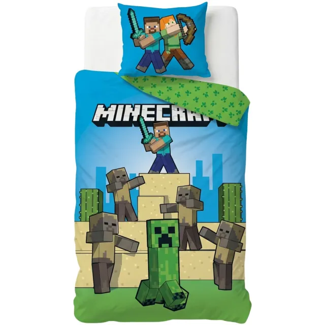 Minecraft Dekbedovertrek - Eenpersoons - 140 x 200 cm - Polyester