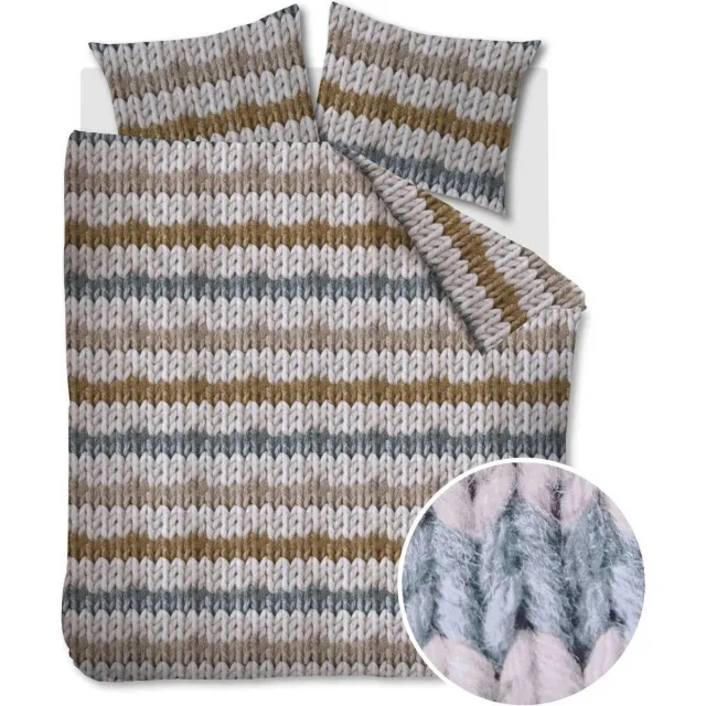 Ariadne At Home Dekbedovertrek Warm Stripes - Oker ochre