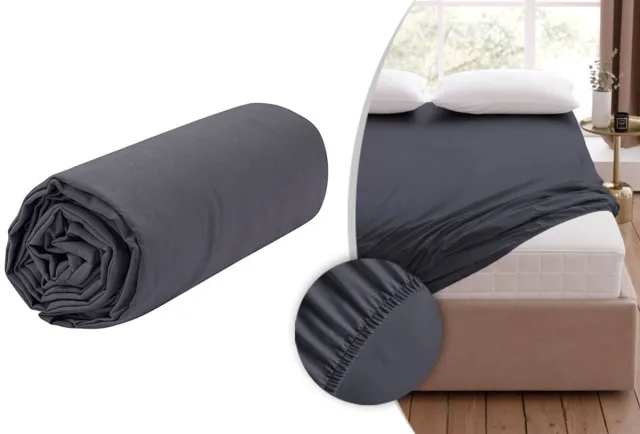 Home & Comfort Zacht katoenen hoeslaken met elastiek rondom: 1 + 1 gratis - antraciet - 180x200 cm