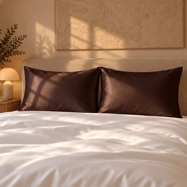 Silk Heaven Zijden kussensloop 50x60cm Midnight Cacao hotelsluiting - 22 Momme - 100% moerbeizijde - Silk Heaven - 50x60cm / Hotelsluiting Donkerbruin