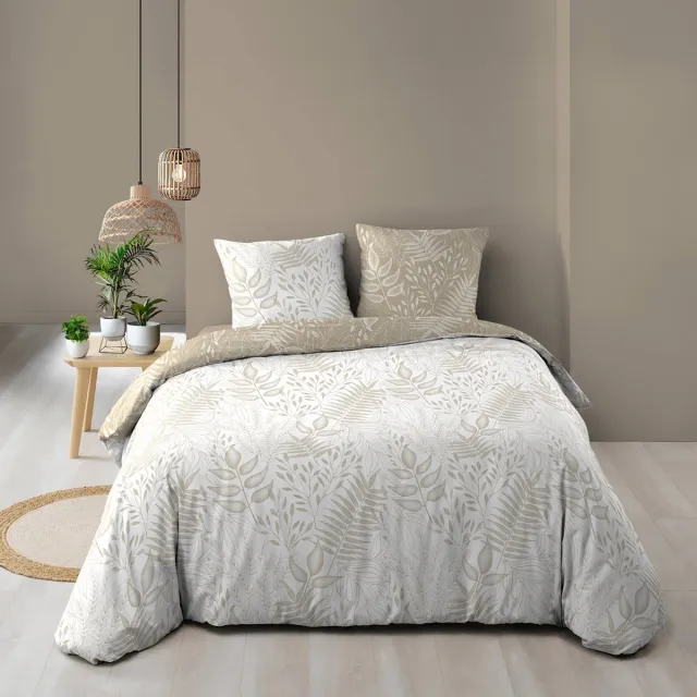 Douceur d intérieur Complete katoenen beddengoed CASSIA, 240 x 220 cm beige