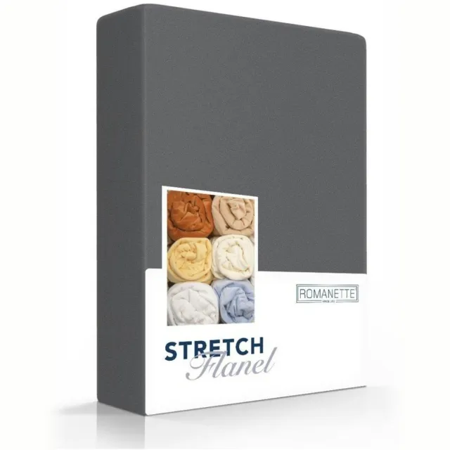 Romanette stretch flanel hoeslaken - Antraciet - 2-persoons (140/150x200/220 cm)