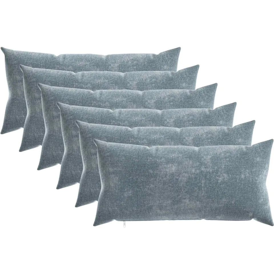 vidaXL Kussensloop 6 st HEERLEN Lichtblauw 40 x 80 cm Chenille Stof blauw, foto 3