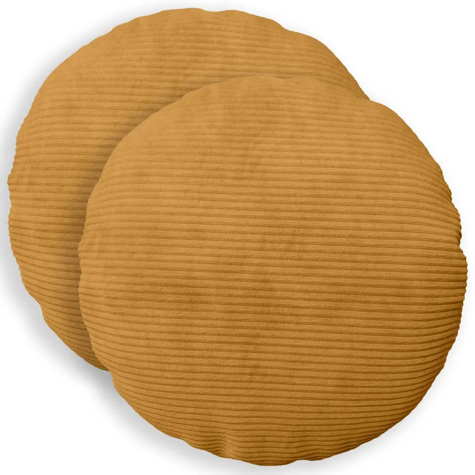 vidaXL Kussensloop 2 st HEERLEN Geel Dia. 50 cm corduroy, foto 3