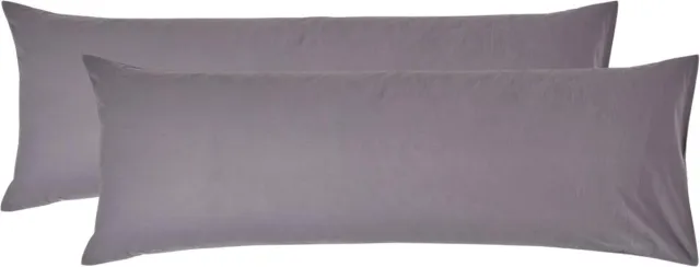 Homescapes Kussensloop 50x140 cm voor Lichaamskussen Set van 2 – Donkergrijs – 100% Egyptisch Perkal Katoen – 200 TC