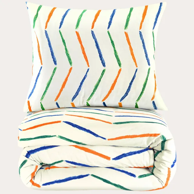 NOUS Kids katoenen dekbedovertrek 1 persoons (140x200 cm) Oranje/blauw/groen