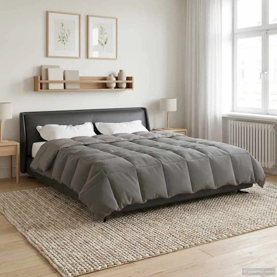 vidaXL Vol jaar dekbed 200 x 200 cm Microfiber (100% polyester) lichtgrijs, foto 4