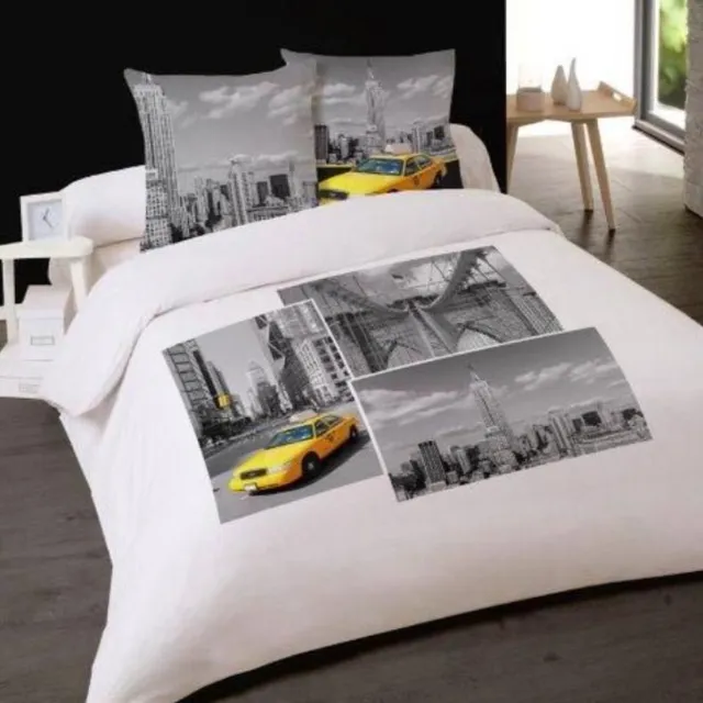 Better Nights 1-persoonsdekbedovetrek Taxi NY 140x200cm wit
