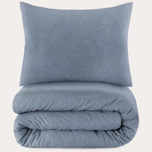 NOUS Living flanellen dekbedovertrek eenpersoons blauw