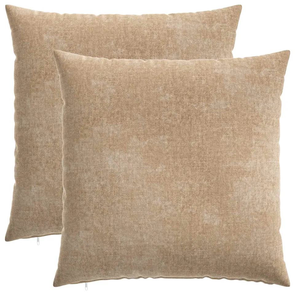 vidaXL Kussensloop 2 st HEERLEN Taupe 65 x 65 cm Chenille Stof, foto 3