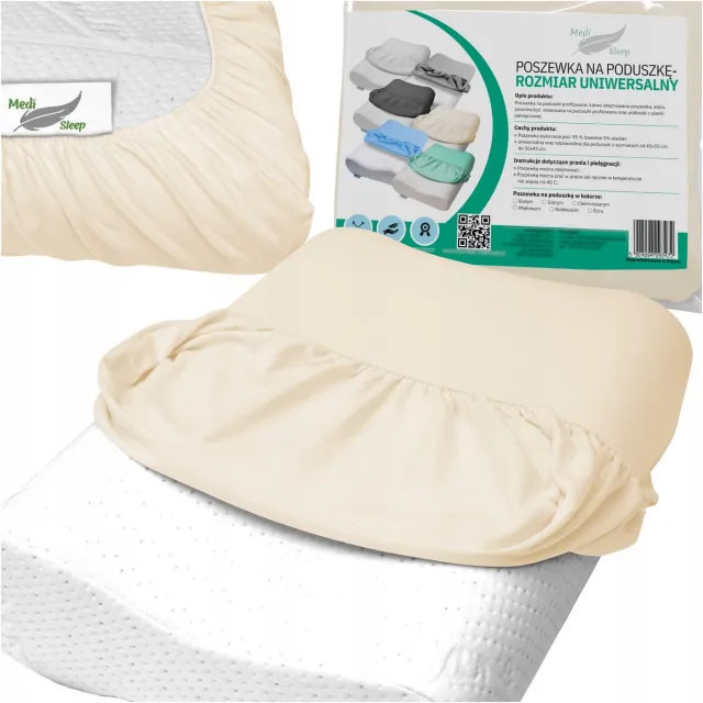 Sleep Med Medi Sleep - Kussensloop voor Orthopedische Geheugenfoamkussen - Universeel - Crème