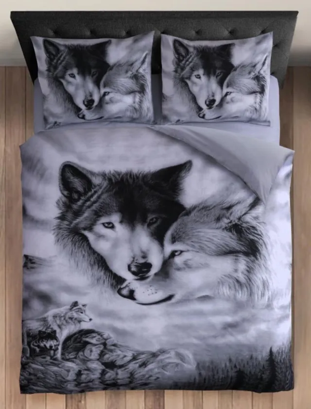 Husch Dekbedovertrek Wolf Grijs – 2-persoons - 200x200/220 cm