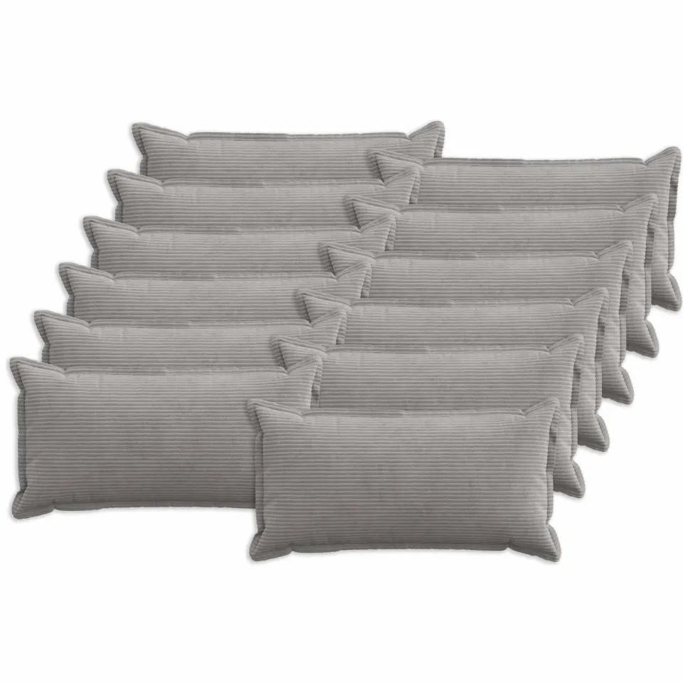 vidaXL Kussensloop 12 st HOUTEN Lichtgrijs 40 x 80 cm corduroy, foto 3
