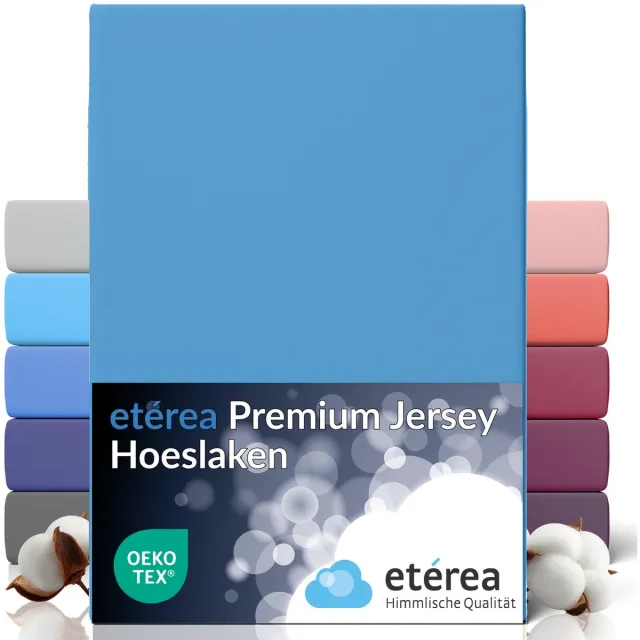 etérea Himmlische Qualität etérea Premium Jersey hoeslaken 90x200 - 100x200 cm - Oekotex - 100% katoen - bis 25 cm - Blauw Lichtblauw