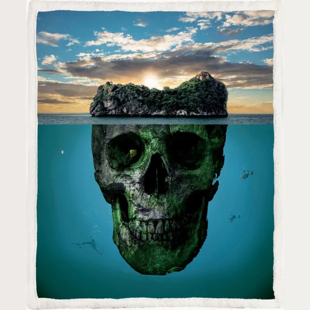 The Coloured House Fleece Deken Skull Island – 150 x 200 cm – Sherpa – Coloured House multicolor