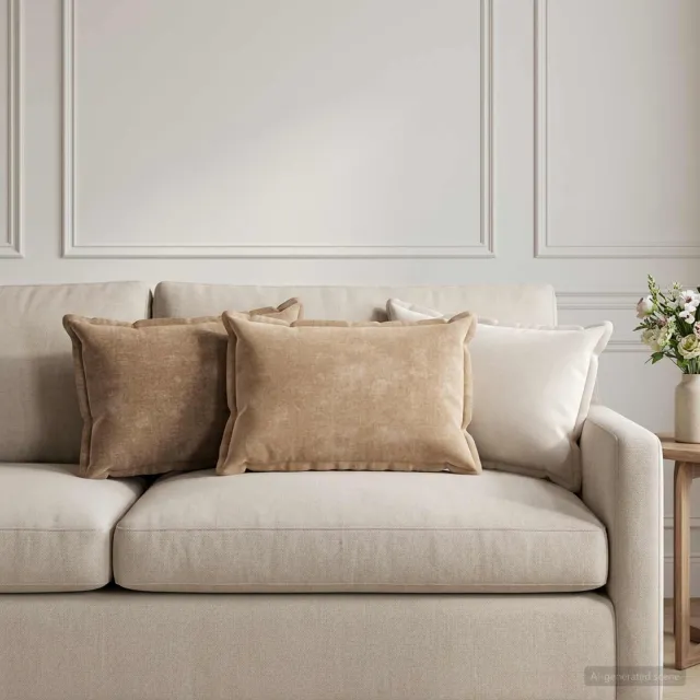 vidaXL Kussensloop 2 st HOUTEN Taupe 30 x 50 cm Chenille Stof, foto 2