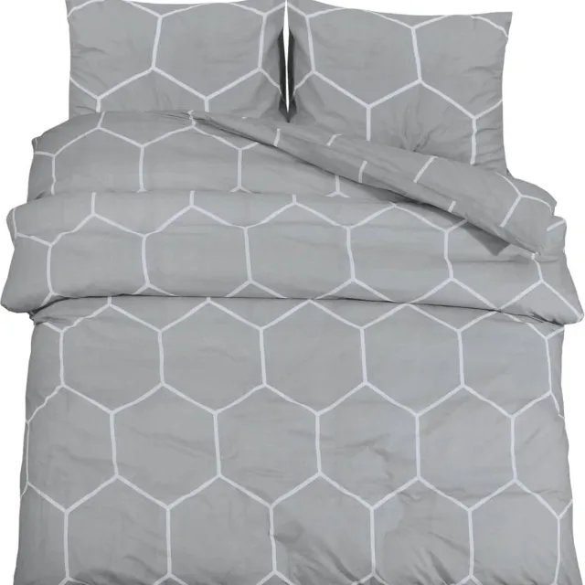 vidaXL Dekbedovertrekset - 260x220 - cm - katoen - grijs - en - wit
