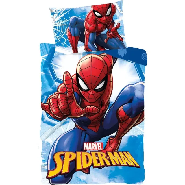 Spider-Man Spiderman Peuterdekbedovertrek city - Katoen blauw