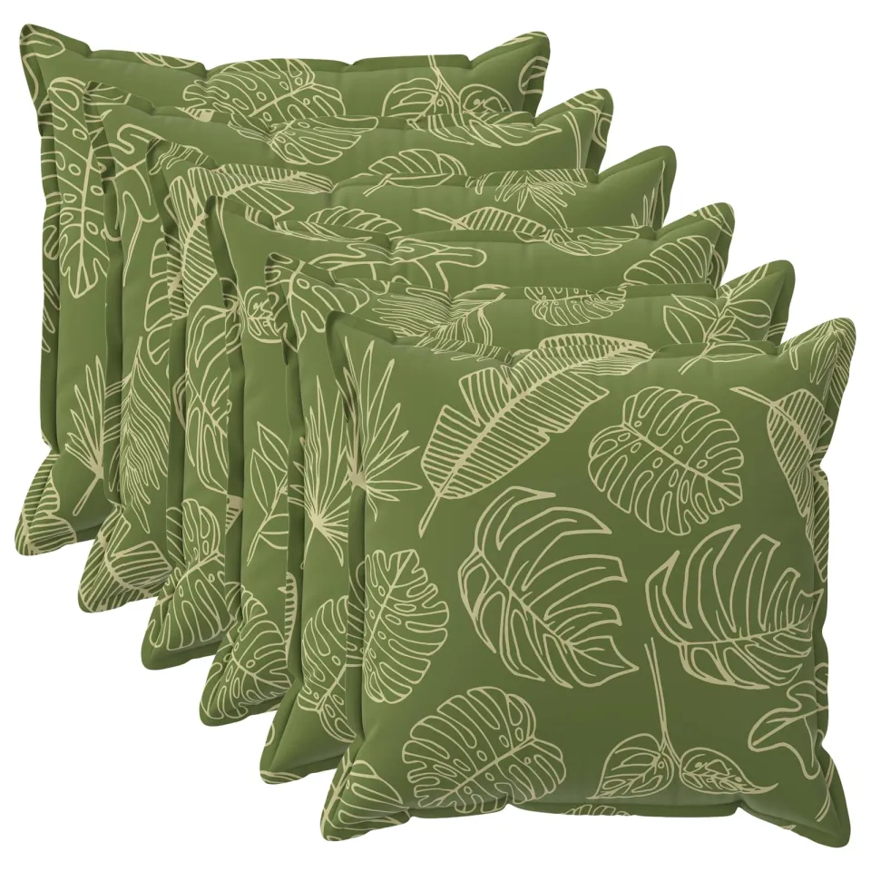 vidaXL Kussensloop 6 st HOUTEN Bladontwerp 80 x 80 cm Polyester Groen