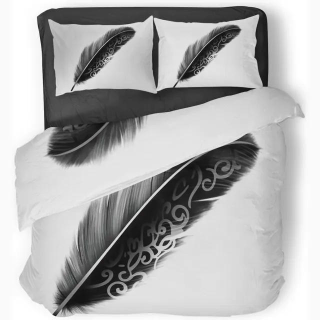 Eleganzzz Dekbedovertrek Minimalistic Feather - wit - Dekbedovertrek 240x200/220cm - Micropercal - Lits Jumeaux - Dekbedovertrekken - Veren Dekbedovertrek