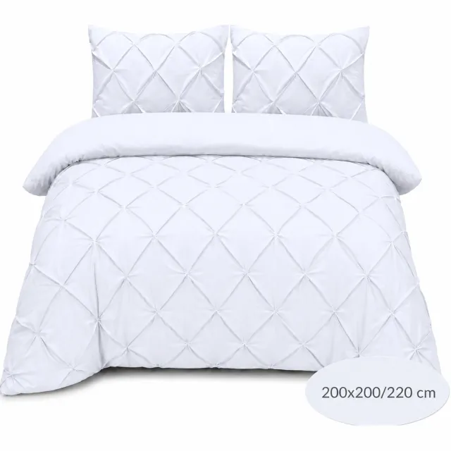 Roden Blue Luxe Geplooid dekbedovertrek - Wit - 200x200/220 - Ademend & Zacht - Hotel Chique - incl kussenslopen